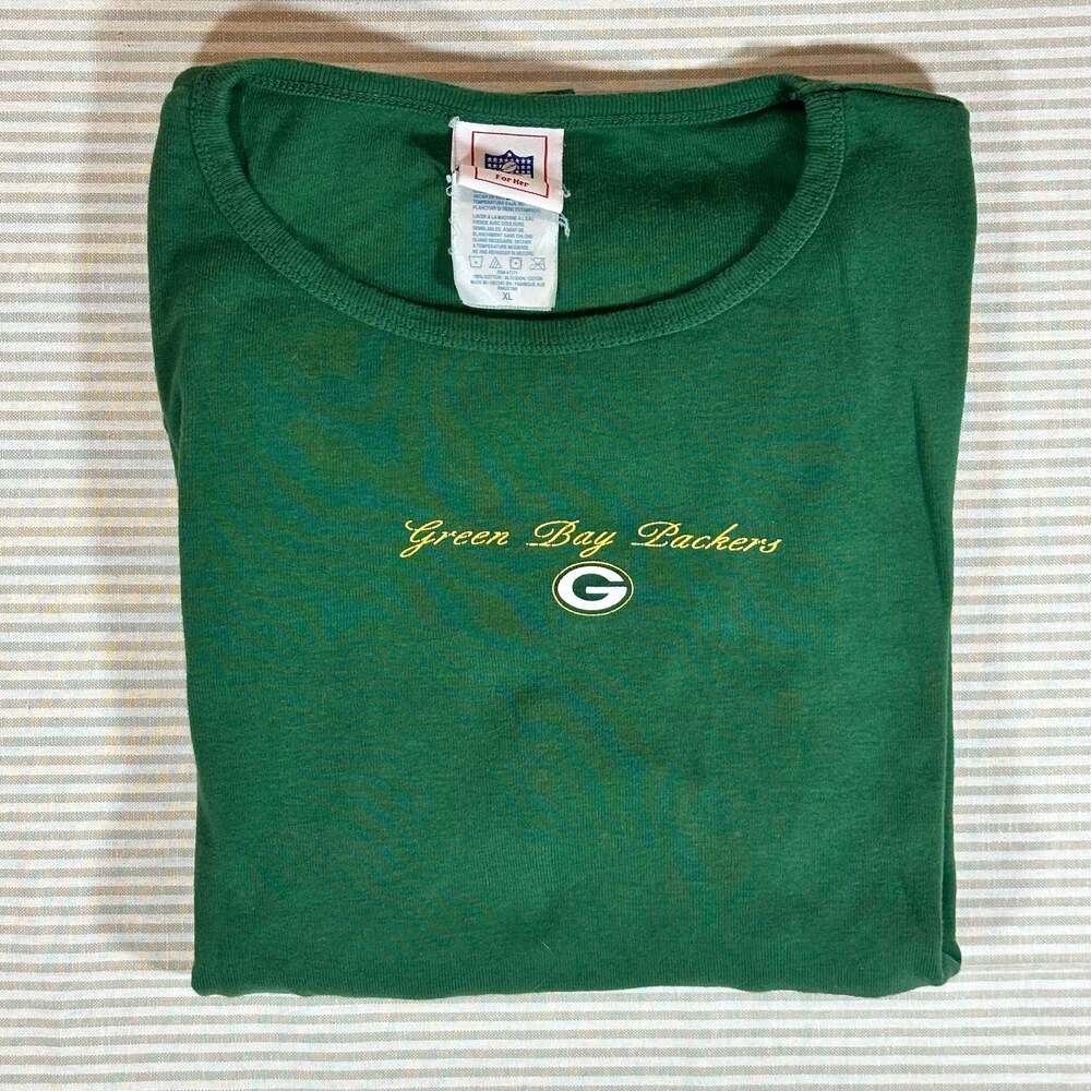 NFL For Her Green Bay Packers Green Long Sleeve T-Shirt Women's XL